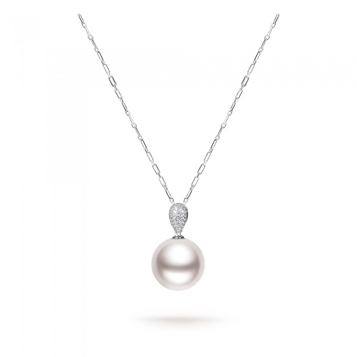 13.0-14.0mm White South Sea Pearl & Diamond Madeline Pendant in 18K Gold - AAA Quality