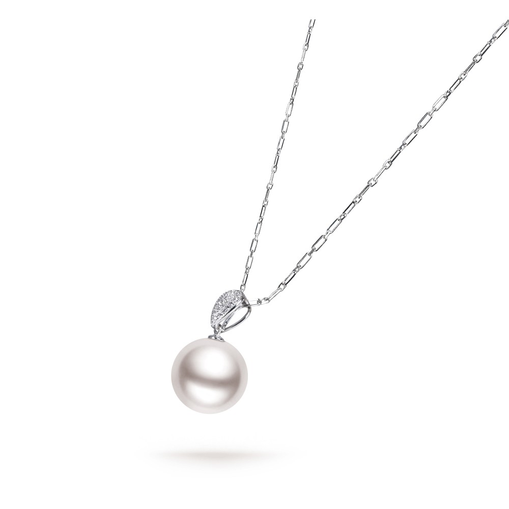 13.0-14.0mm White South Sea Pearl & Diamond Madeline Pendant in 18K Gold - AAA Quality