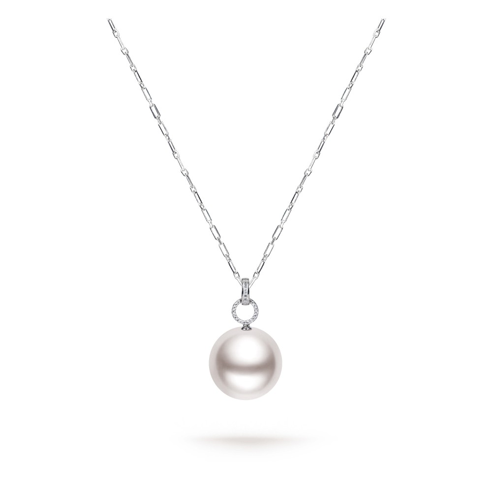 13.0-14.0mm White South Sea Pearl & Diamond Lucy Pendant in 18K Gold - AAA Quality