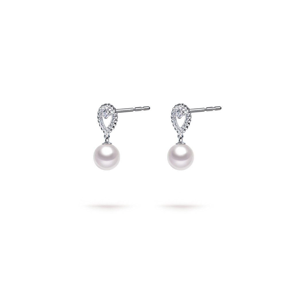 8.0-9.0mm White South Sea Pearl Glory Earrings in 18K Gold - AAAA Quality