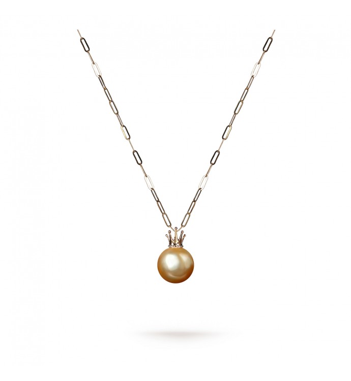 9.0-10.0mm Golden South Sea Pearl Crown Pendant in 18K Gold - AAAAA Quality