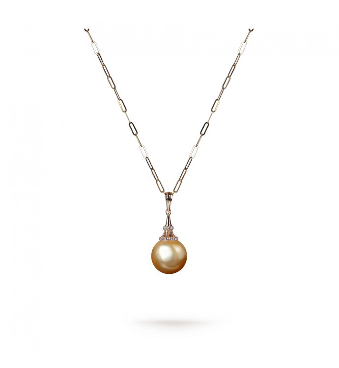 9.0-10.0mm Golden South Sea Pearl Darling Pendant in 18K Gold - AAAAA Quality