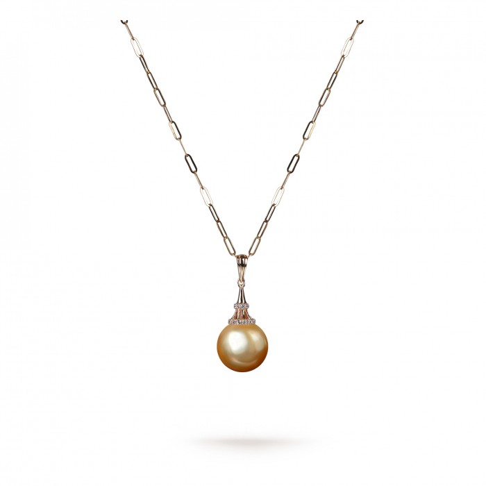 9.0-10.0mm Golden South Sea Pearl Darling Pendant in 18K Gold - AAAAA Quality