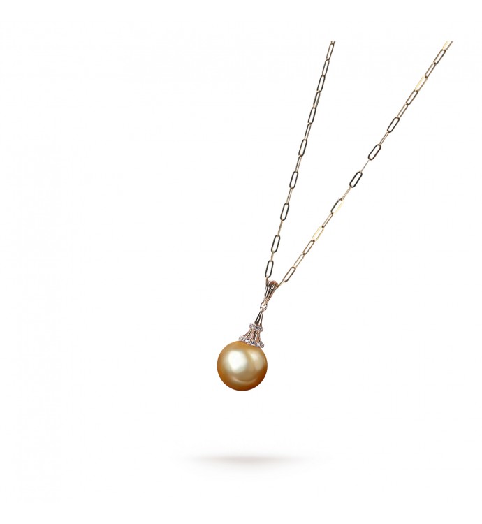9.0-10.0mm Golden South Sea Pearl Darling Pendant in 18K Gold - AAAAA Quality