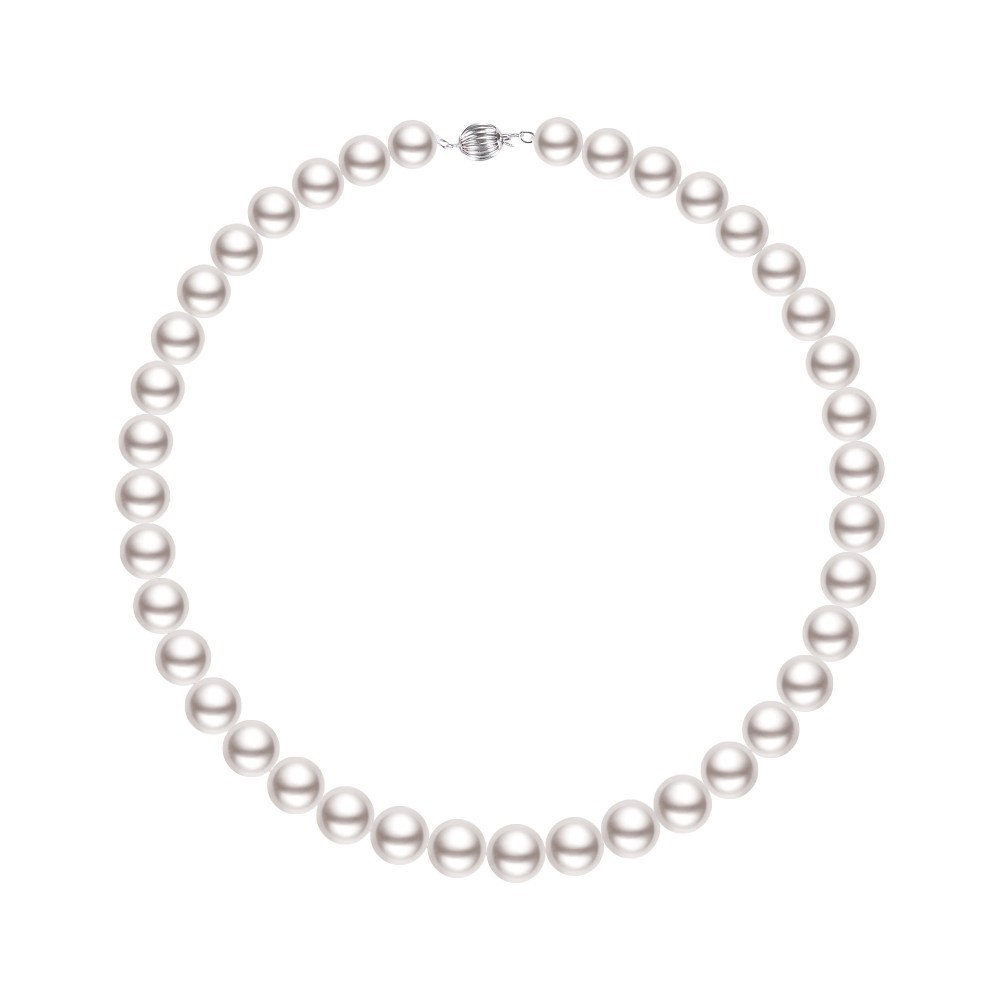 9.0-12.0mm White Freshwater Pearl Necklace - AAAA Quality