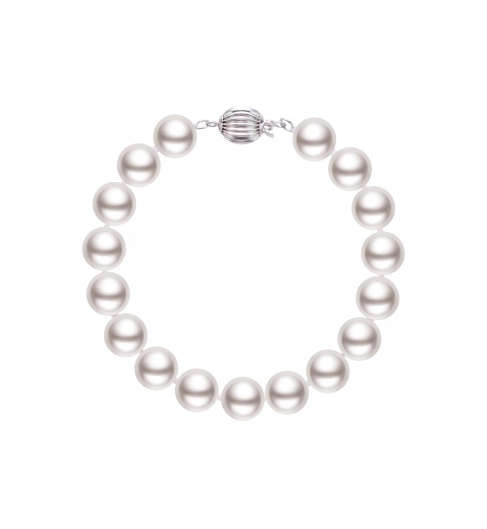 9.0-10.0mm White Freshwater Pearl Bracelet - AAAAA Quality