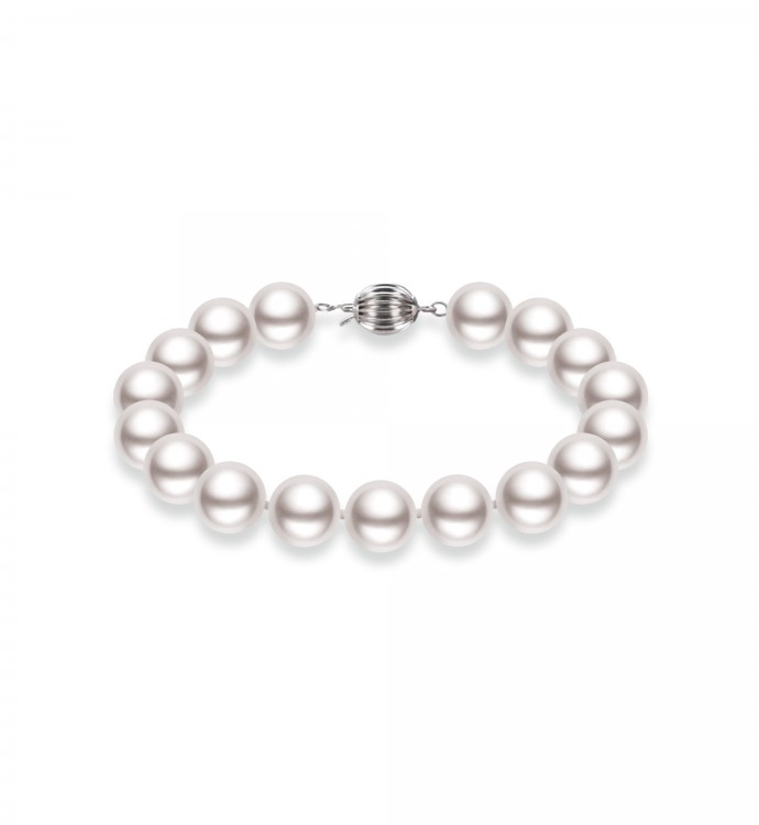 9.0-10.0mm White Freshwater Pearl Bracelet - AAAAA Quality