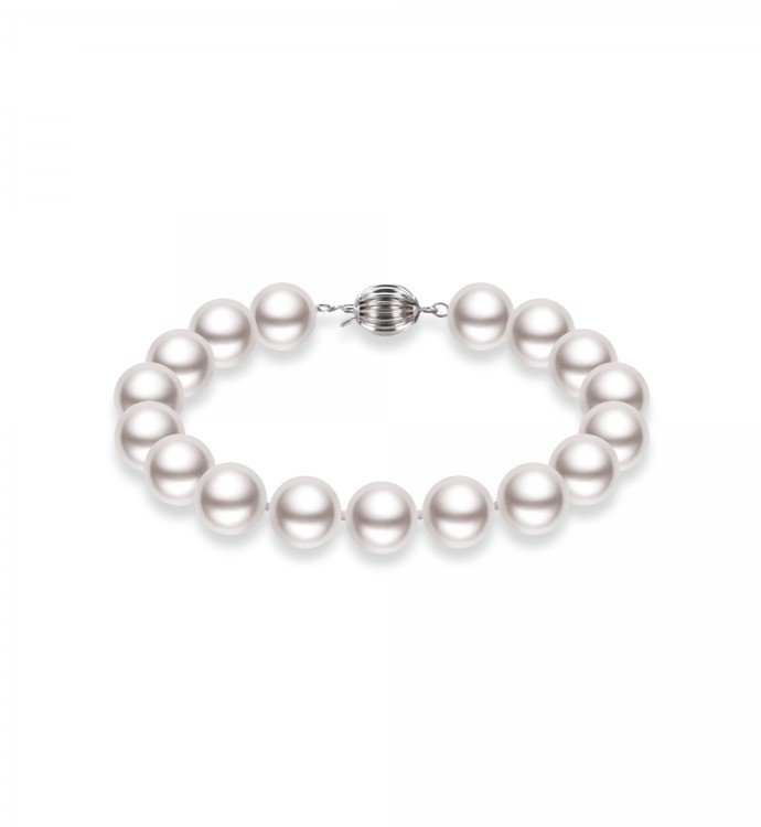 9.0-10.0mm White Freshwater Pearl Bracelet - AAAAA Quality