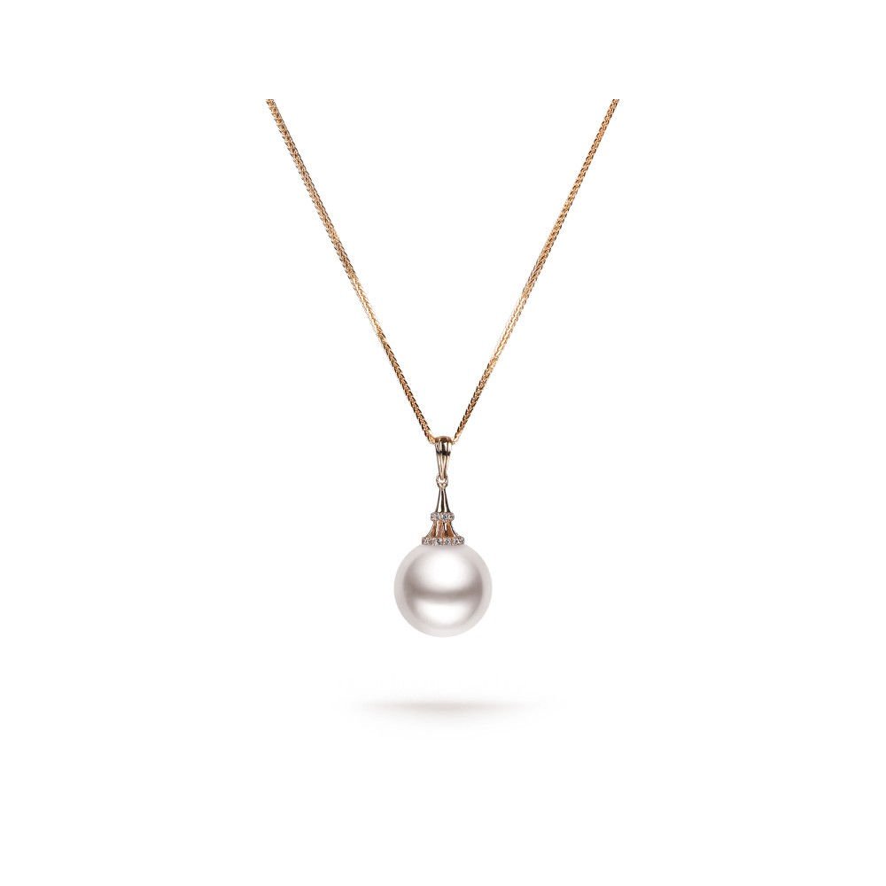 11.0-12.0mm White Freshwater Pearl Darling Pendant in 18K Gold - AAAAA Quality