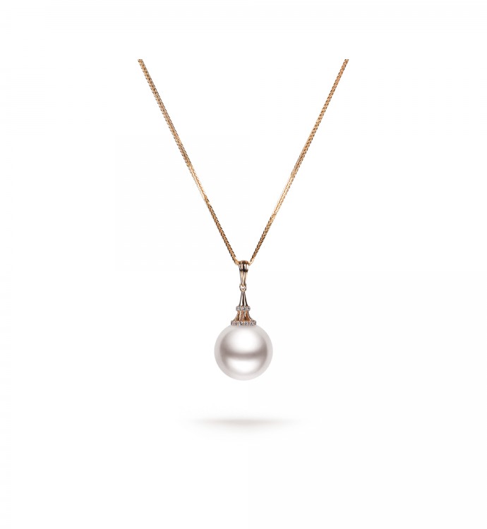 11.0-12.0mm White Freshwater Pearl Darling Pendant in 18K Gold - AAAAA Quality