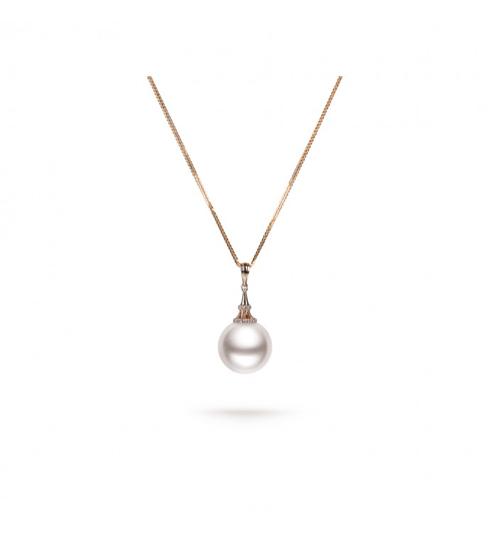 11.0-12.0mm White Freshwater Pearl Darling Pendant in 18K Gold - AAAAA Quality