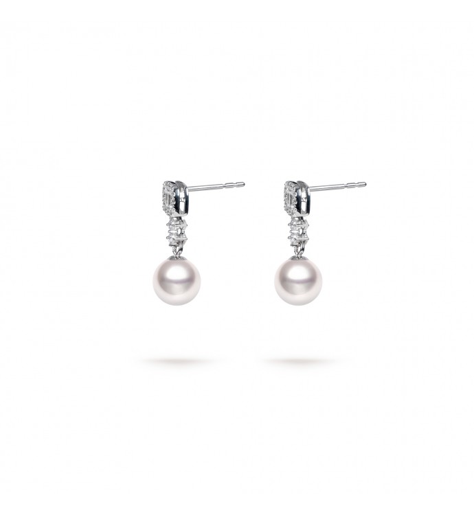 9.0-9.5mm Akoya Pearl Gabriel Earrings in 18K Gold - AAAA Quality