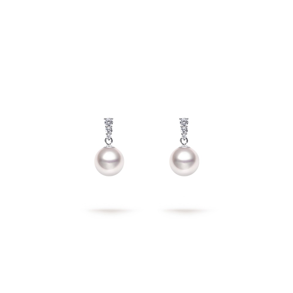 9.0-9.5mm Akoya Pearl Dorothy Earrings in 18K Gold - AAAA Quality