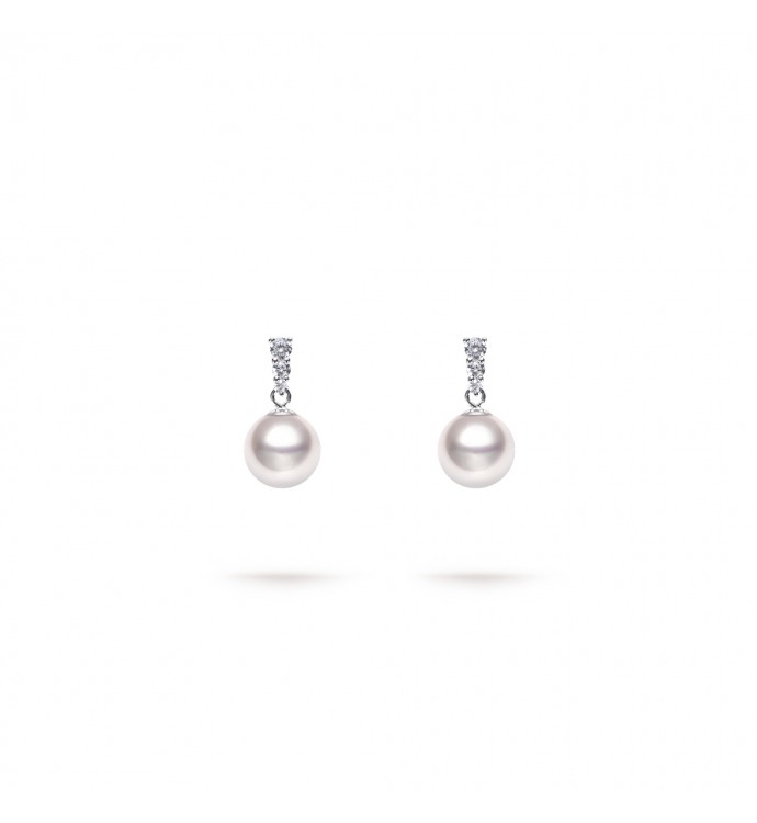 9.0-9.5mm Akoya Pearl Dorothy Earrings in 18K Gold - AAAA Quality