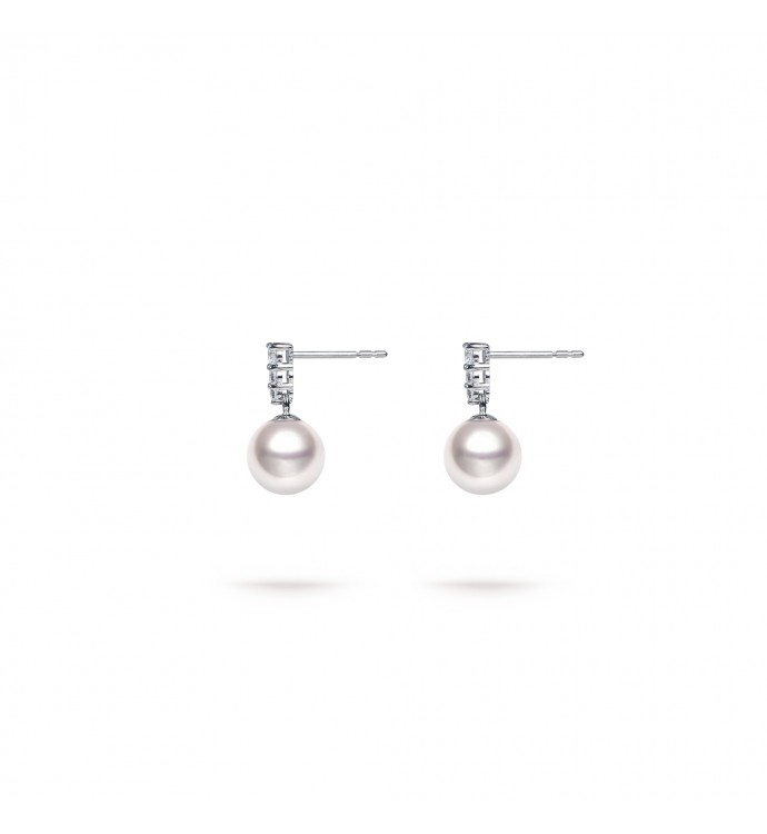 9.0-9.5mm Akoya Pearl Dorothy Earrings in 18K Gold - AAAA Quality