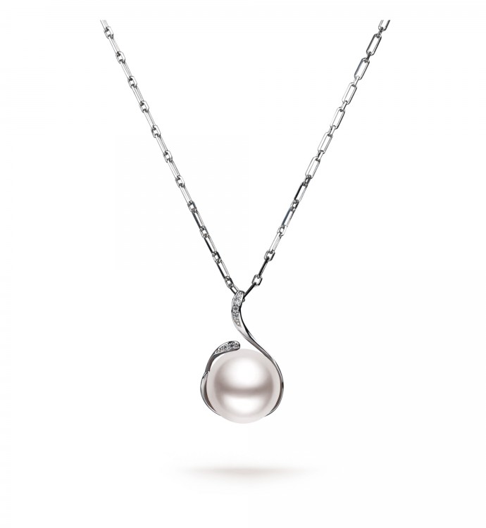 12.0-13.0mm White Freshwater Pearl Swan Pendant in Sterling Silver - AAAAA Quality