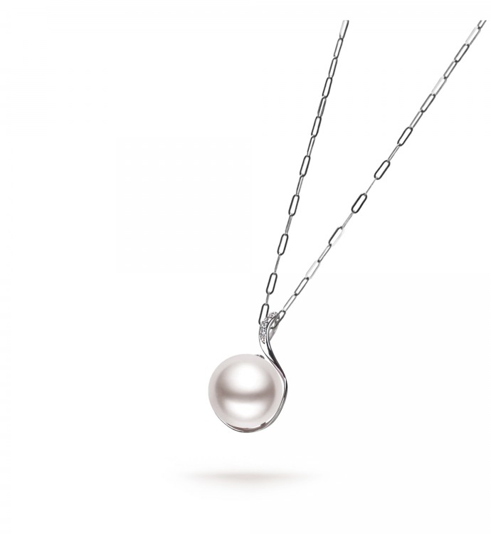 12.0-13.0mm White Freshwater Pearl Swan Pendant in Sterling Silver - AAAAA Quality