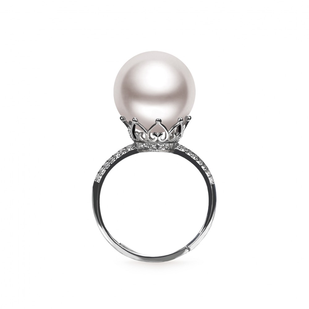 11.0-12.0mm White Freshwater Pearl Pelle Ring - AAAAA Quality