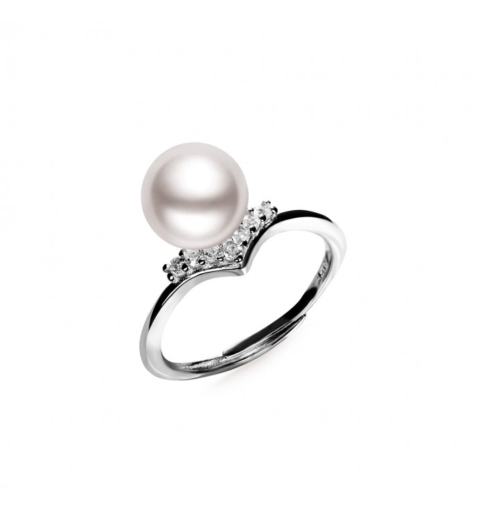 8.5-9.0mm White Freshwater Pearl Princess Ring - AAA Quality