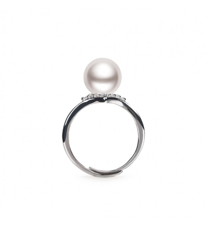 8.5-9.0mm White Freshwater Pearl Princess Ring - AAA Quality