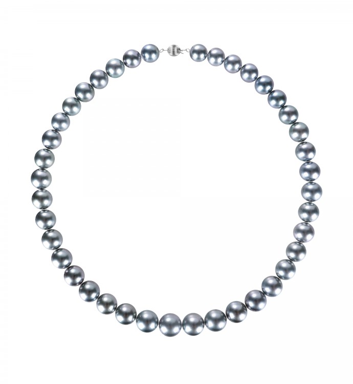 9.0-12.0mm Blue-grey Tahitian Pearl Necklace - AAAAA Quality