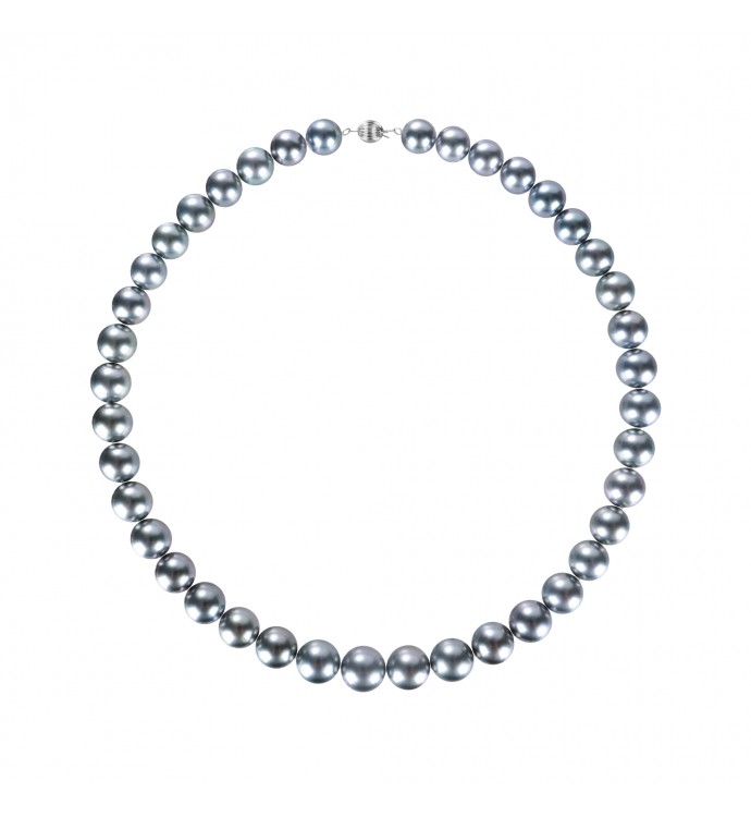 9.0-12.0mm Blue-grey Tahitian Pearl Necklace - AAAAA Quality