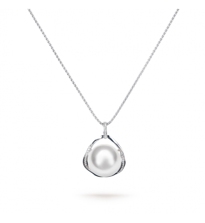 14.5-15.0mm White South Sea Pearl Loki Pendant in 18K Gold - AAAA Quality