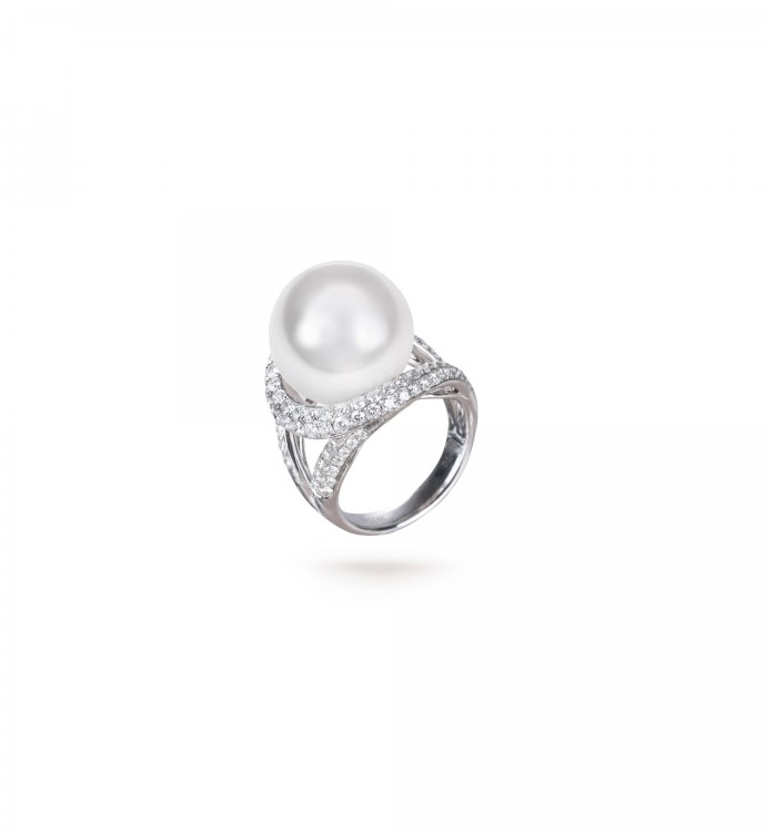 13.0-14.0mm White South Sea Pearl Tessa Ring - AAAAA Quality