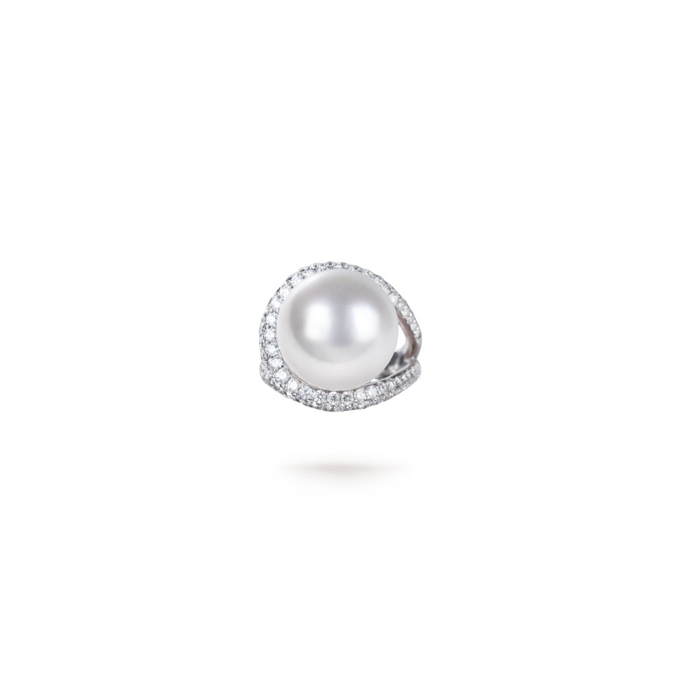 13.0-14.0mm White South Sea Pearl Tessa Ring - AAAAA Quality