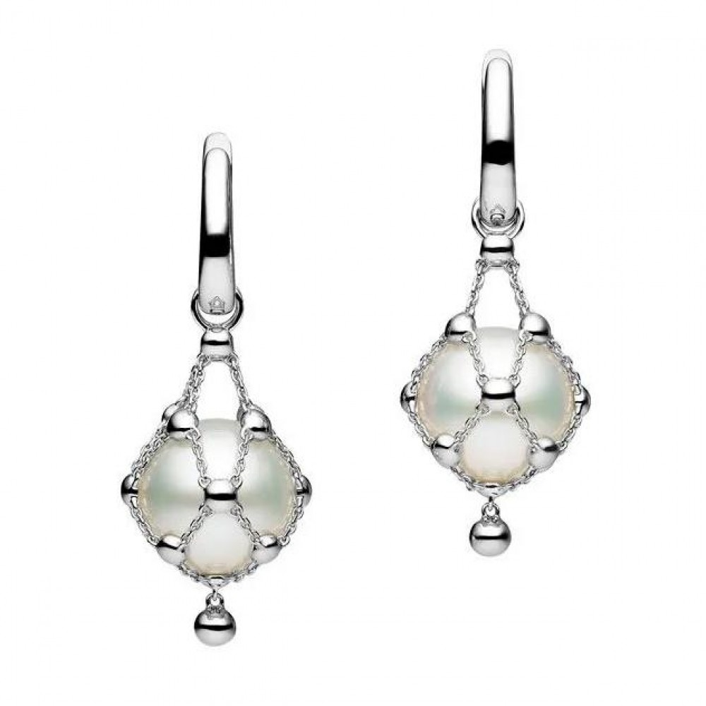 12.0-13.0mm Freshwater Pearl Lavalier Earrings Circle - White Gold
