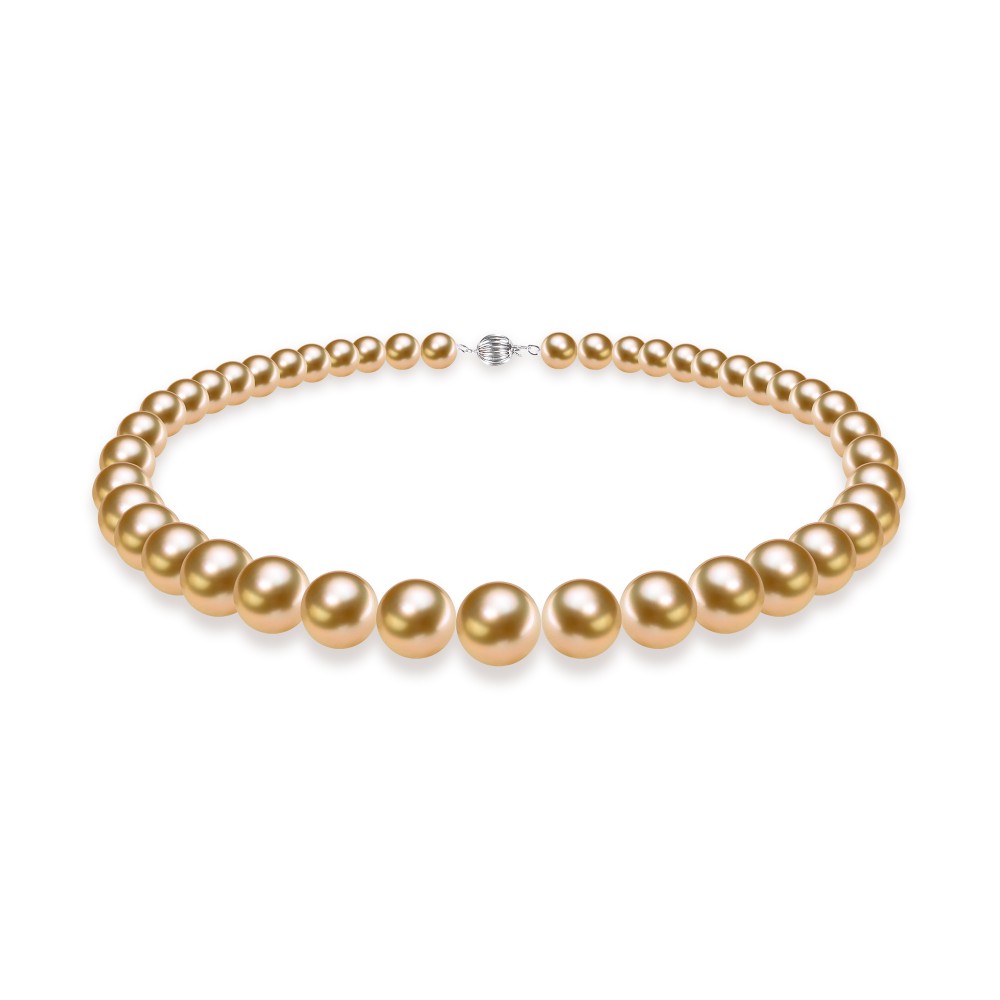 9.0-11.0mm Golden South Sea Pearl Necklace - AAAAA Quality