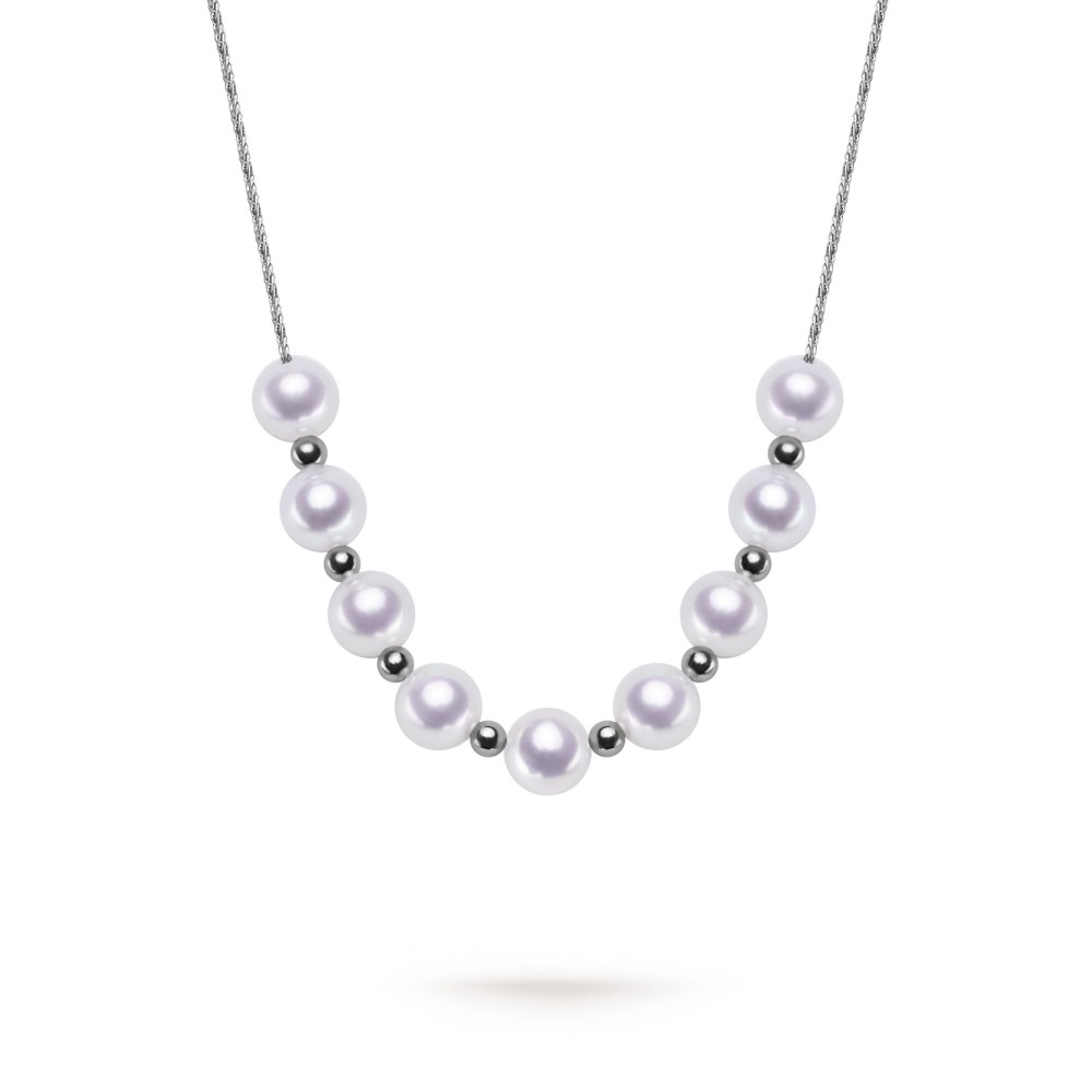 6.0-7.0mm White Freshwater Pearl Pendant Necklace in Sterling Silver - AAAA Quality