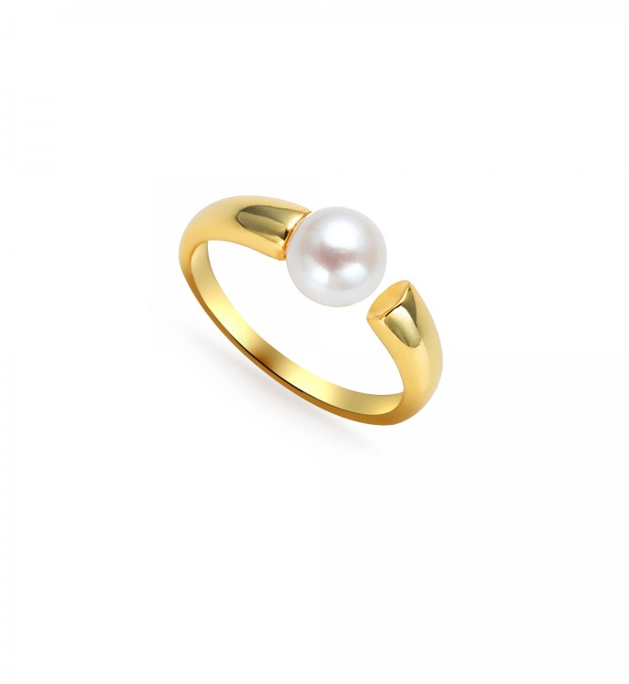 7.0-7.5mm White Freshwater Pearl Radar Ring - AAAA Quality