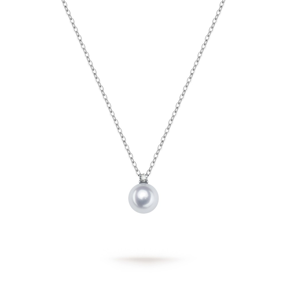 8.5-9.0mm White Akoya Pearl Diana Pendant in 18K Gold - AAAA Quality