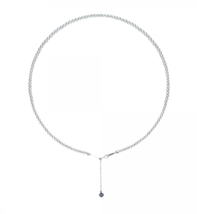 3.0-3.5mm Blue-grey Akoya Pearl Chain Necklace - AAAAA Quality