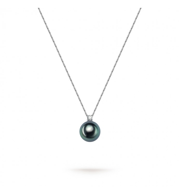 10.0-11.0mm Peacock Green Tahitian Pearl Diana Pendant in 18K Gold - AAAA Quality