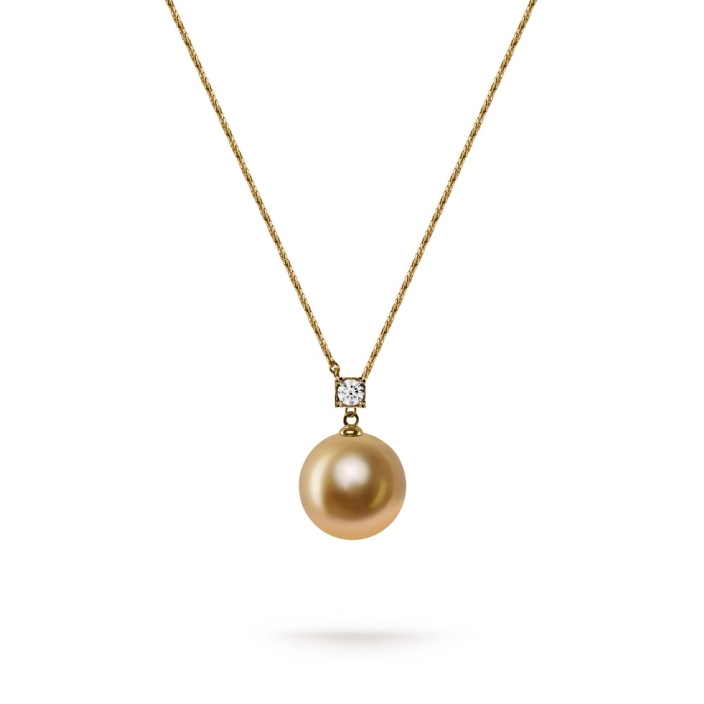 13.0-14.0mm Golden South Sea Pearl Wits Pendant in 18K Gold - AAAA Quality