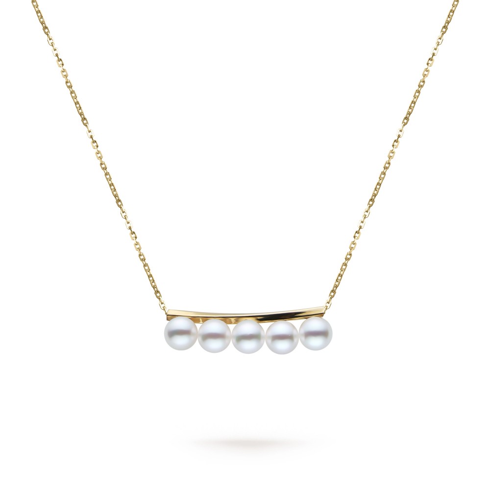 5.0-5.5mm White Akoya Pearl Balance Luxe Pendant in 18K Gold - AAAA Quality