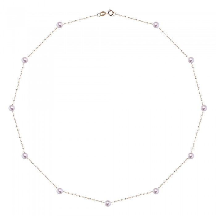 4.0-5.0mm Grey Akoya Pearl Tin Cup Necklace in 18K Gold - AAAA Quality