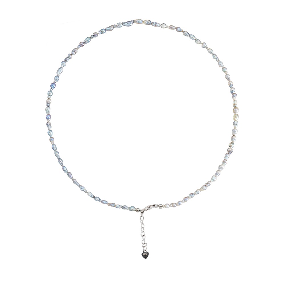 3.0-6.0mm Keshi Blue to Grey Akoya Pearl Necklace - AAA Quality