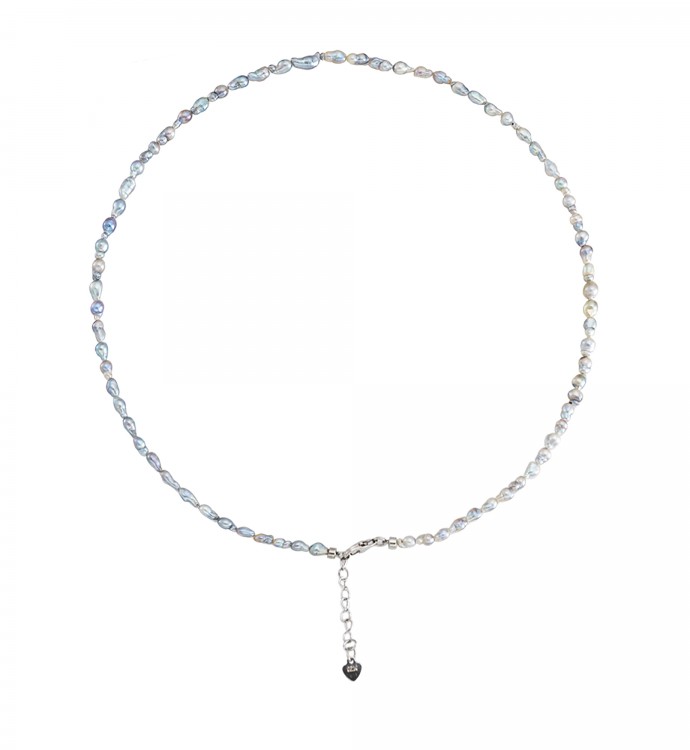 3.0-6.0mm Keshi Blue to Grey Akoya Pearl Necklace - AAA Quality