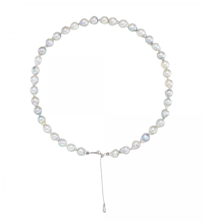 8.0-9.0mm Blue-grey Baroque Akoya Pearl Necklace - AAA Quality