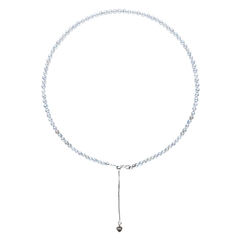 3.5-4.0mm Blue-grey Baroque Akoya Pearl Necklace - AAA Quality