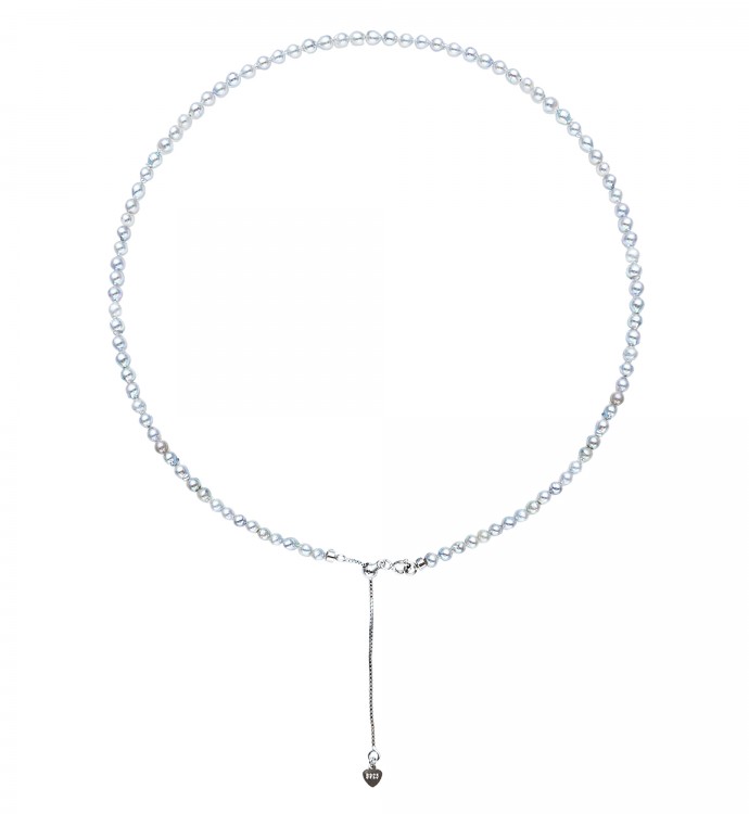 3.5-4.0mm Blue-grey Baroque Akoya Pearl Necklace - AAA Quality