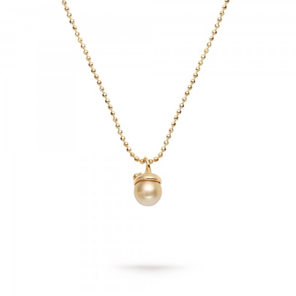 18 Karat Natural South Sea Yellow Pearls Necklace .50 Carat Diamond