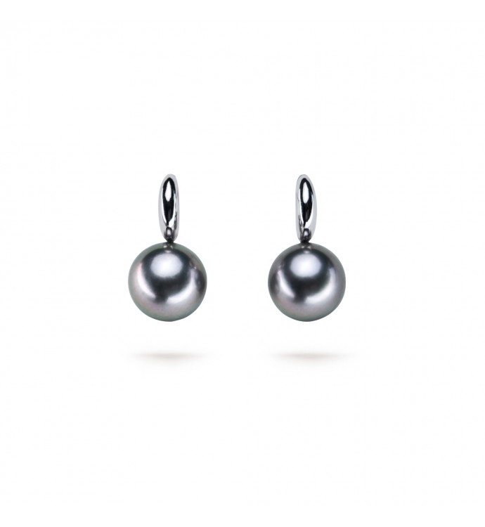 12.0-13.0mm Grey Tahitian Eternal Earrings in 18K Gold - AAAA Quality