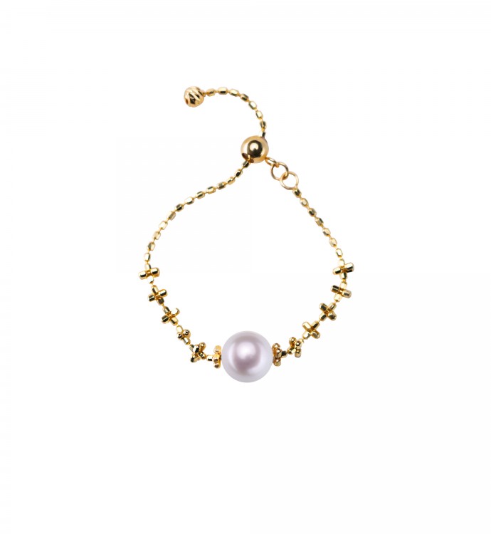 6.5-7.0mm White Akoya Pearl Lola Ring - AAA Quality