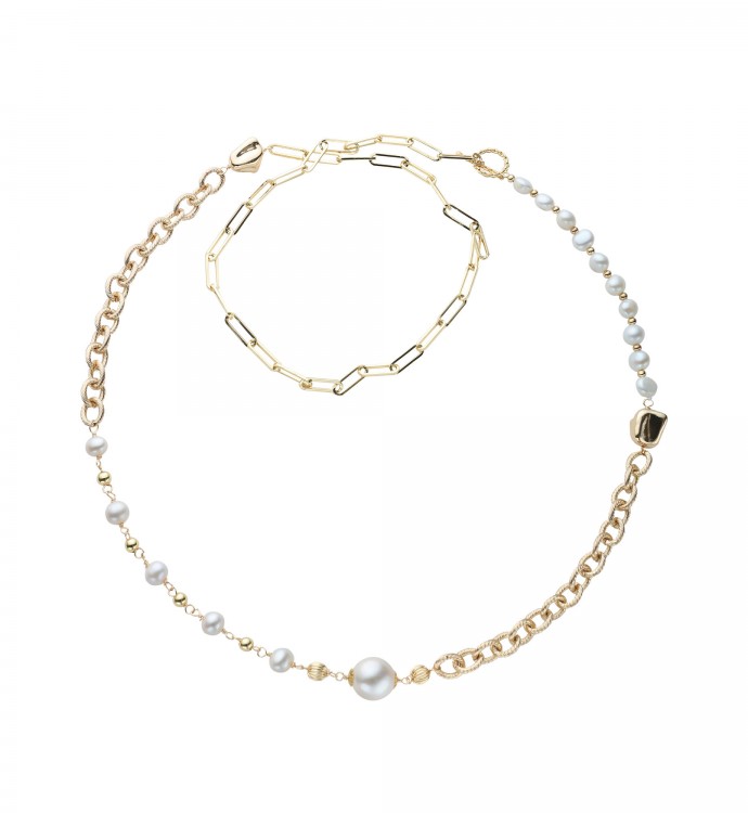 Baroque Paperclip Extended Chain Pearl Necklace