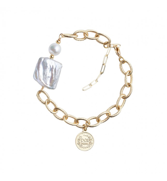 Baroque Freshwater Pearl Bracelet & Gold Coin
