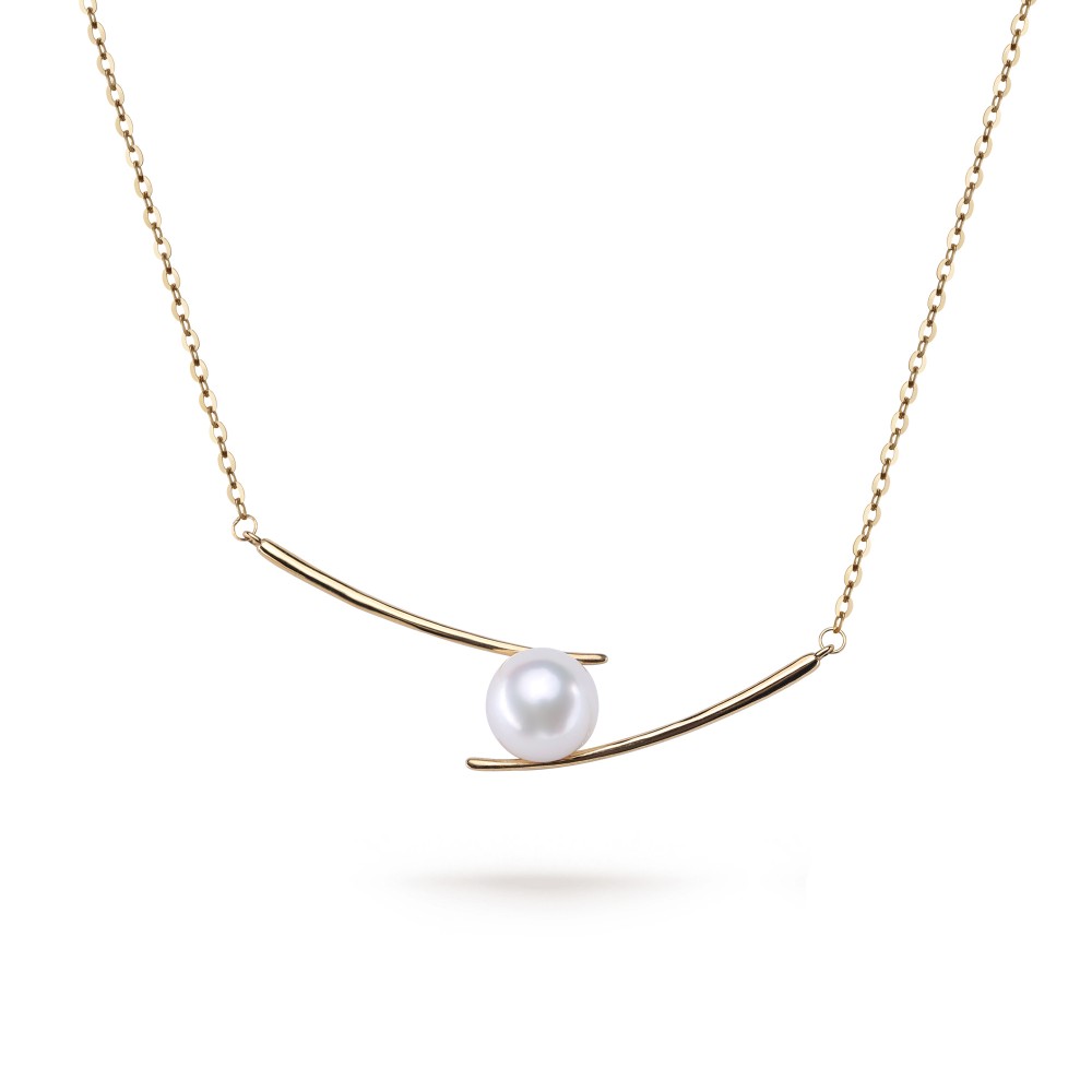 7.5-8.0mm Akoya Pearl Bypass Pendant in 18K Gold - AAAA Quality